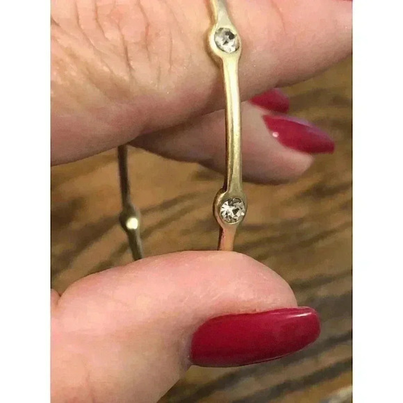 Lia Sophia Gold Tone with Round Inlayed Rhinestone Bangle Bracelet Stackable - Picture 10 of 11